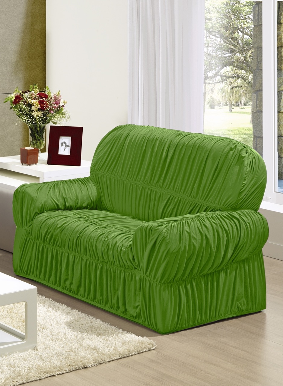 Capa de Sofá 2 Lugares 20 Elásticos Helanca Verde Relva Vivarti